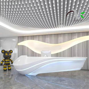 Professional Custom Grg Reinforced Gypsum Hotel Front Desk Fiberglass Reception Bar Project Customization