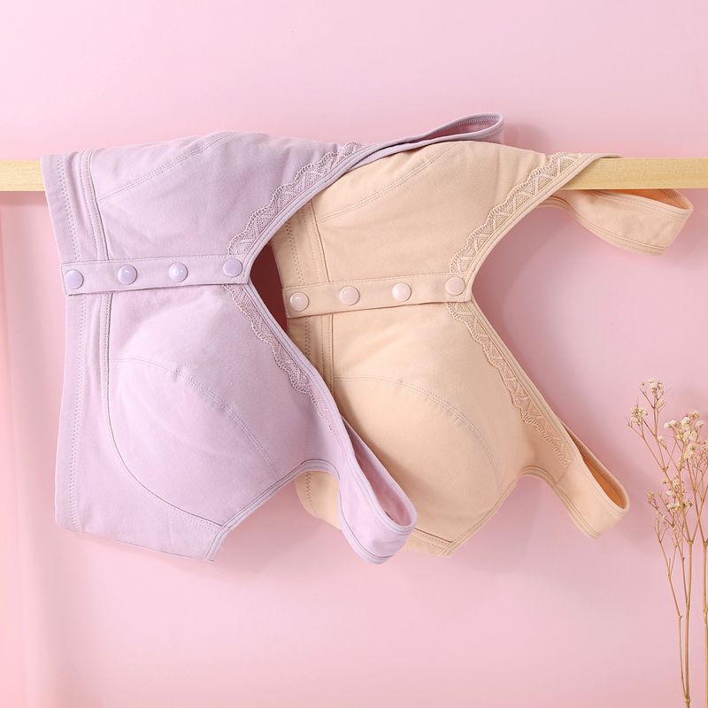 Zhangyan's New Lace-Edged Quilted Bra for Middle-Aged and Elderly People, Comfortable Front-Buttoned Intimates for Middle-Aged and Elderly People, Front-Button Bra