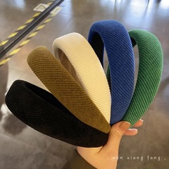 克萊因藍發卡發箍網紅2024年新款復古法式高顱頂寬邊純色頭飾頭箍