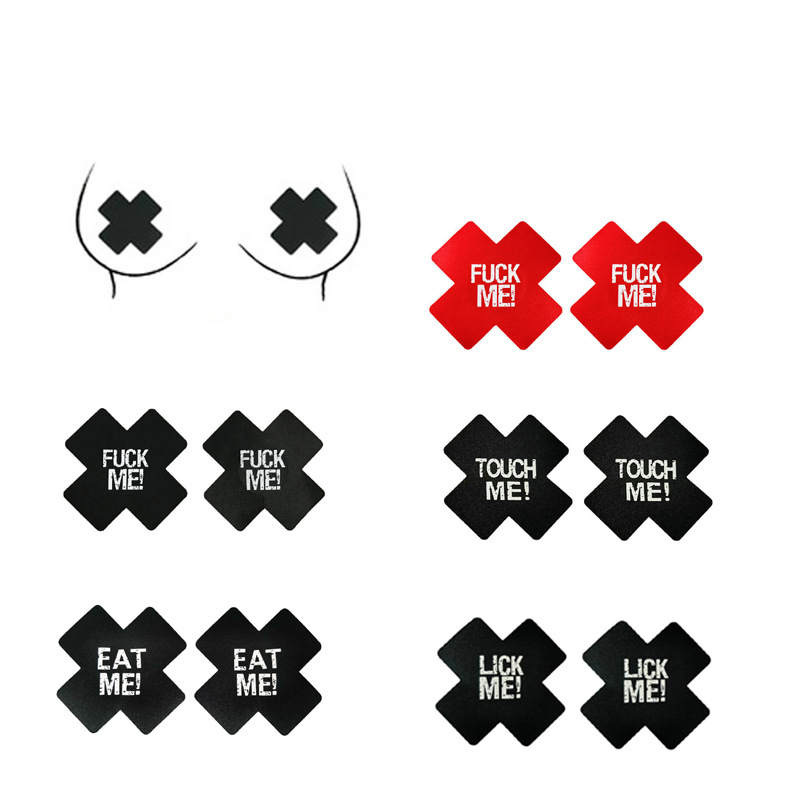 Venta caliente transfronteriza europea y americana sexy impreso mama pegatinas desechables en forma de X pecho Nipe cubre