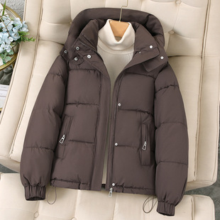Women's Short down Cotton Jacket 2025 New Korean Version Hooded Thickened Cotton Coat for Petite Winter Fashion