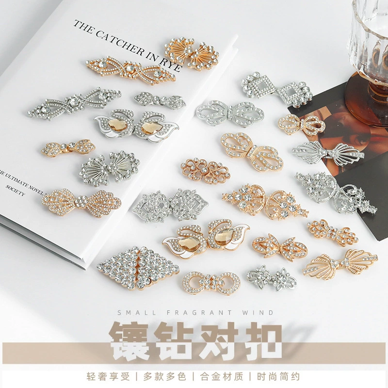 Сплав пуговицы на плечах Китайский стиль Hanfu Cheongsam меховое пальто декоративная пуговица с бриллиантами металлическая пряжка источник