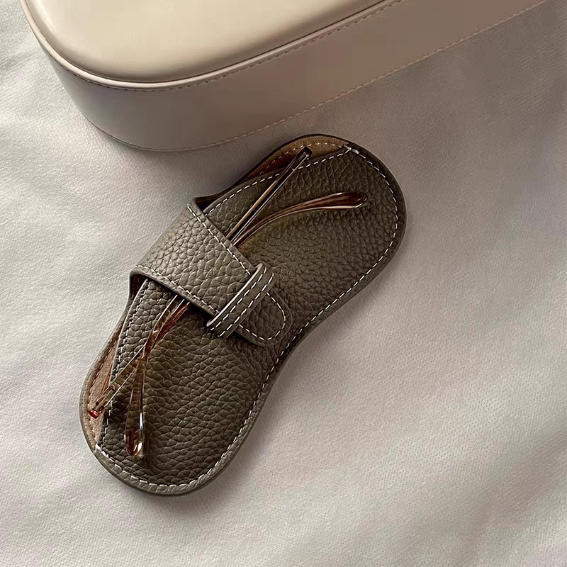 厂家批发直销皮料简约大气PU荔枝纹暗扣包装收纳太阳眼镜老花眼镜