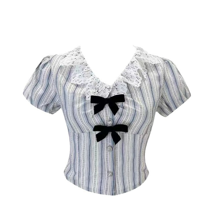 Summer lace shirt with bow