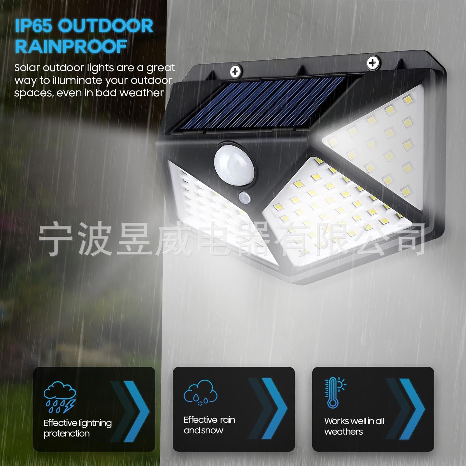 Luz Solar con Sensor de cuerpo humano, 100LED, para patio, exterior, Sensor multiángulo, iluminación nocturna, Sensor de luz