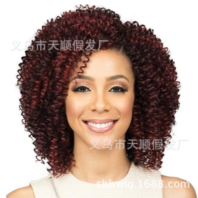 Direct Supply from Manufacturer of Cross-Border Wigs for Women: European and American Short Curly Hair, African Small Curls, Afro Synthetic Wigs, Slightly Curly High-Temperature Fiber Direct Supply from Manufacturer of Cross-Border Wigs for Women: European and American Short Curly Hair, African Small Curls, Afro Synthetic Wigs, Slightly Curly High-Temperature Fiber