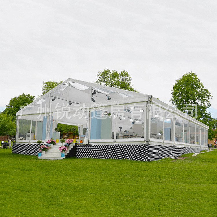 户外活动展览帐篷 婚庆铝合金篷房宴会帐篷容纳500人草地透明帐篷