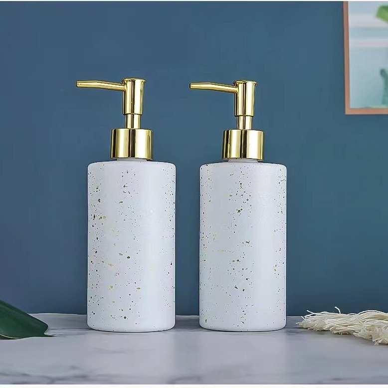 350ml oro imitación de vidrio cerámico prensado desinfectante de manos envasado artículos de higiene champú botella de gel de baño mayorista