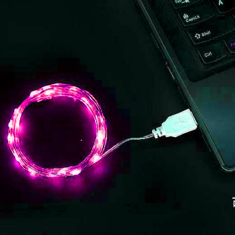 LED pequeña cadena de luz USB Cadena de alambre de cobre luz al por mayor cadena de luz LED Regalo de Cumpleaños ramo fresco decoración banco de energía luces de colores