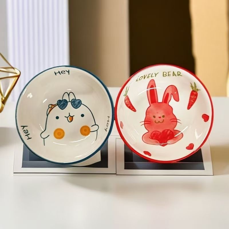 两只装卡通陶瓷7英寸泡面碗家用吃饭碗釉下彩餐具大号拉面碗瓷器|undefined