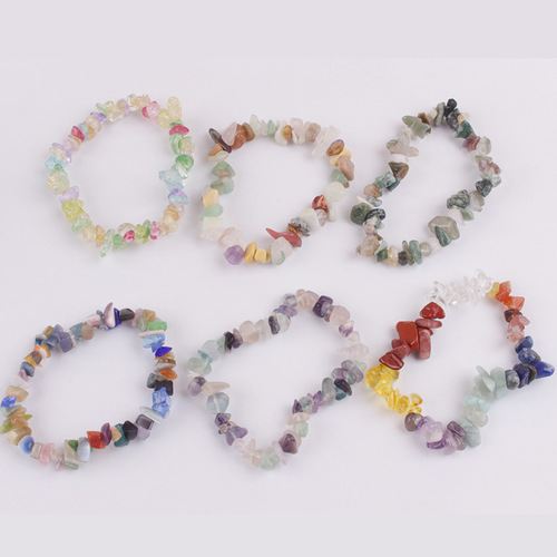 Natural Stone Lady Chain Versatile Simple Cute Bracelet Colorful Irregular Crushed Rose Quartz Bead Bracelet