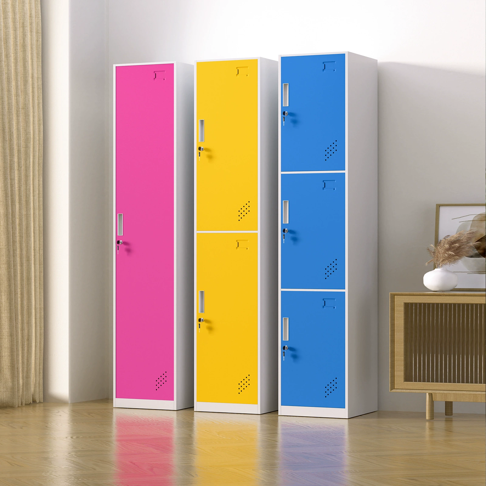 Красочный однодверный железный шкафчик для бассейна с замком, шкафчик для хранения сумок для парикмахерской, шкафчик для спортзала