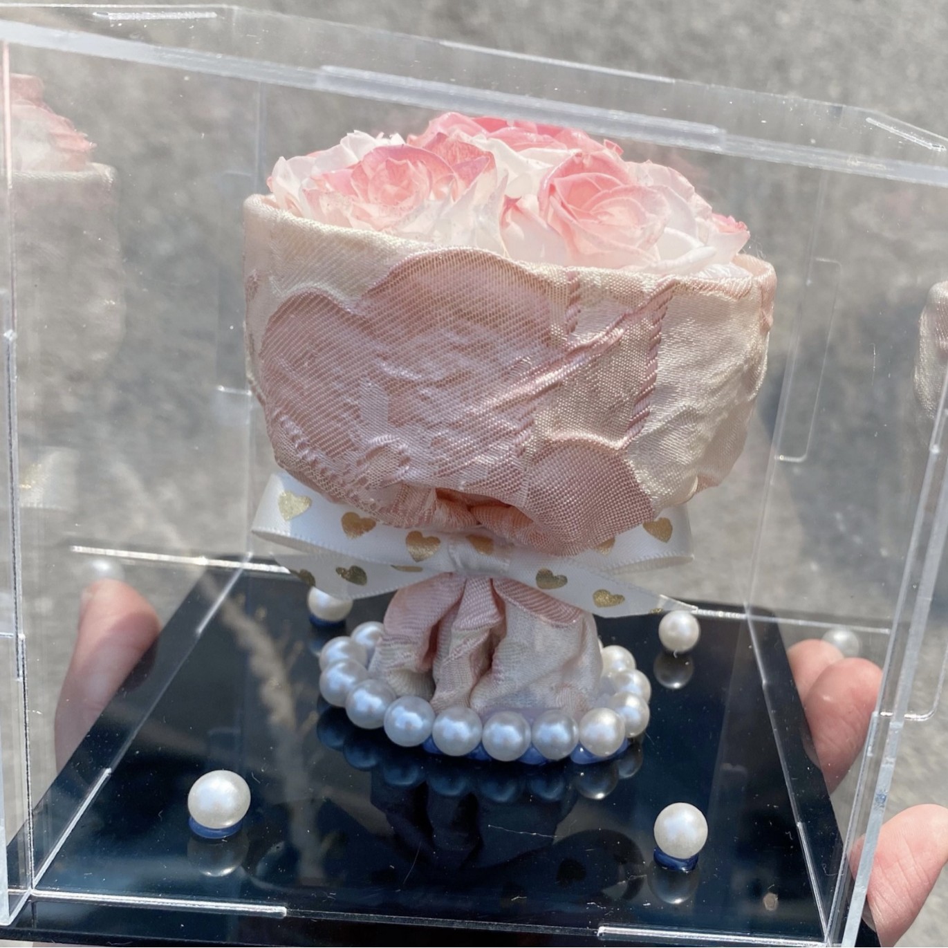 Flor eterna Rosa caja de regalo de acrílico de cumpleaños regalo de San Valentín decoración adornos