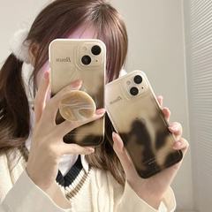 漸變拿鐵咖啡IPhone13/15ProMax光面蘋果14手機殼適用IP12/11情侶