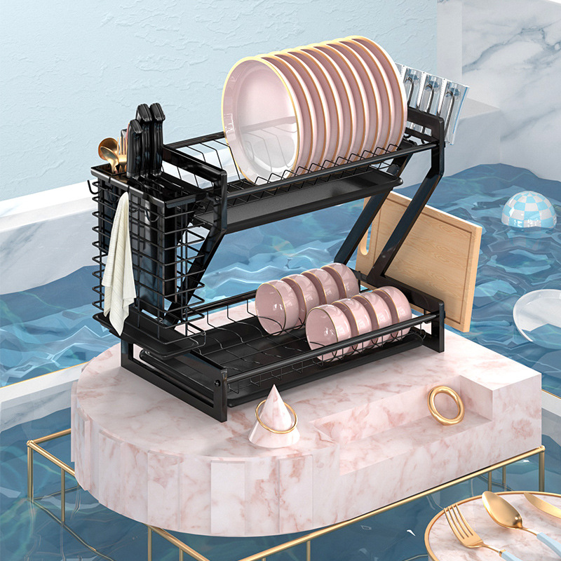 碗碟架跨境碗架碟架沥水架厨房收纳碗筷刀叉菜板水杯多功能置物架