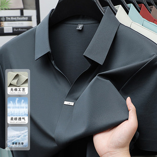 2025 Business Short-Sleeved Polo Shirt Men's Summer Casual Middle-Aged Casual Half-Sleeved Fashion Lapel Trendy t Men's Wholesale