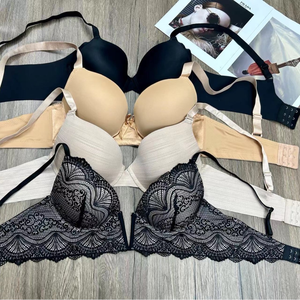 Mixto de marcas europeas y estadounidenses del sudeste asiático, ropa interior de damas con anillo de acero, encaje liso, sujetadores mixtos lotes