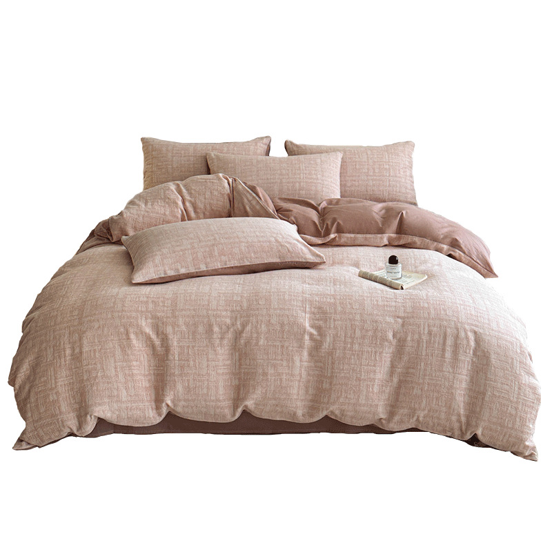 Doble hilo jacquard cama de cuatro piezas de algodón puro algodón cuatro estaciones generales 2025 sábanas cubiertas de lujo ligero