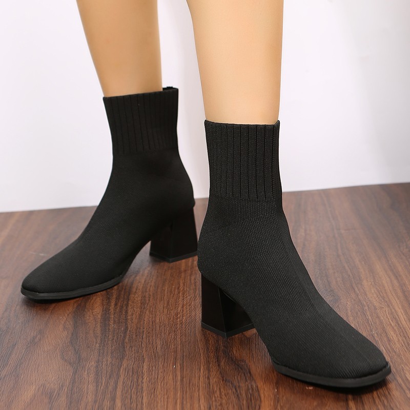 solid color British style thick high heels knitted boots NSYBJ138086