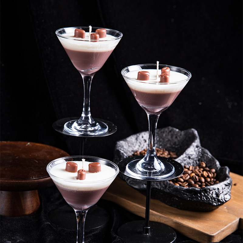 クリエイティブアロマキャンドル高級感コーヒーアロマキャンドル水晶高足カップ個性カップワックス雰囲気装飾キャンドル