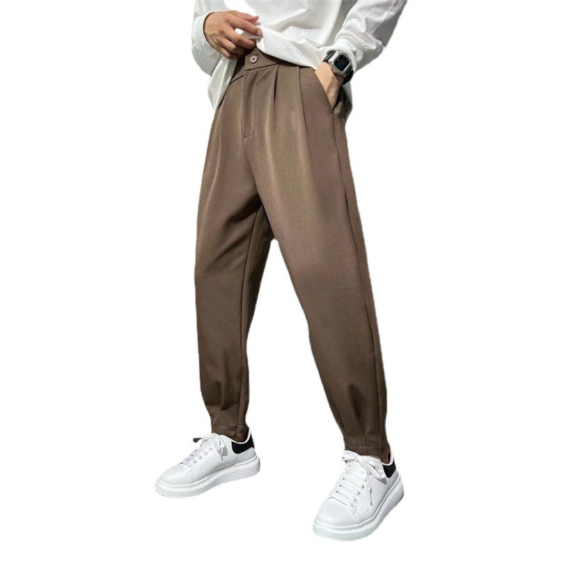 2024 primavera y otoño transmisión en vivo cremallera popular para hombres moda casual juvenil pierna ancha versátil casual traje pequeño Pantalones