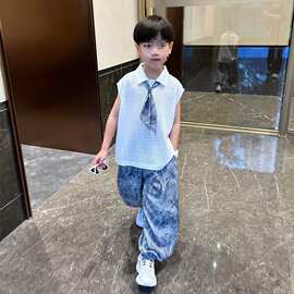 男童夏季无袖背心套装2026新款宝宝帅气衣服中小童时尚两件套夏装