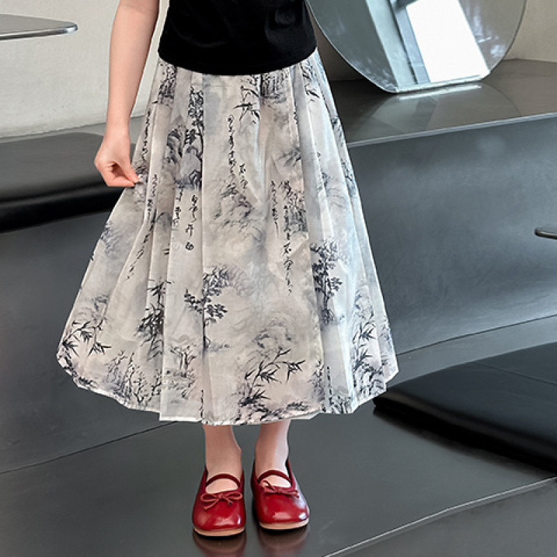 女童水墨国风马面裙套装汉服2025新款古风夏款超仙新中式宝宝夏装|undefined