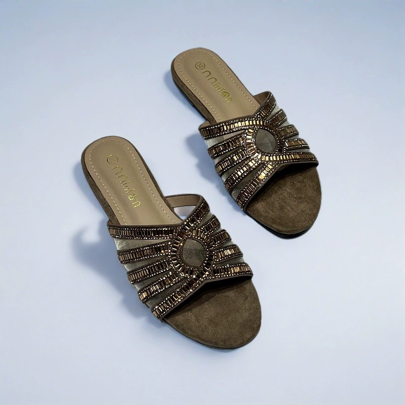 Кросс-бака flat-bottom тапочки модные стразы с высоким подиумом новые дамские тапочки