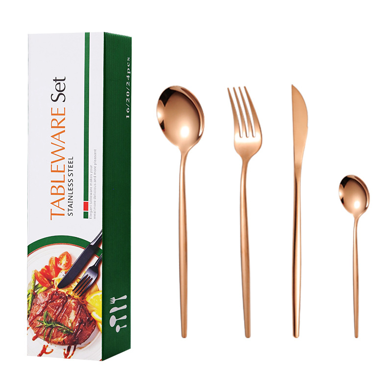 Transfronterizo amazon portugal 20 piezas traje de vajilla occidental cuchillo de carne de acero inoxidable, tenedor y cuchara caja de regalo