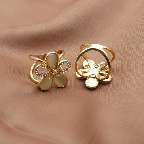 Manufacturer of high-end silk scarf button wholesale light luxury opal flower square scarf button multi-functional dual-purpose shawl button