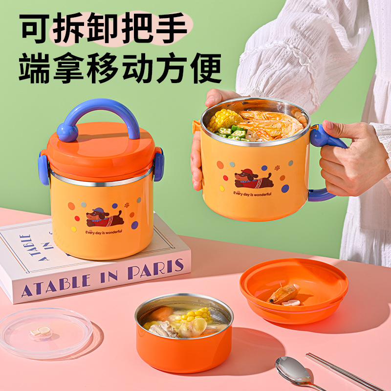 Cute Baby Satchel Lunch Box, Stainless Steel Lunch Box for Office Workers and Students, High-Looking Multi-Layer Insulated Small Lunch Box