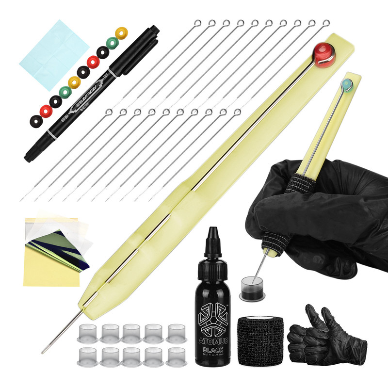 Yellow 3D printing tattoo handmade pen hand needle suit tattoo long needle tattoo consumables suit WSTZ0767-770