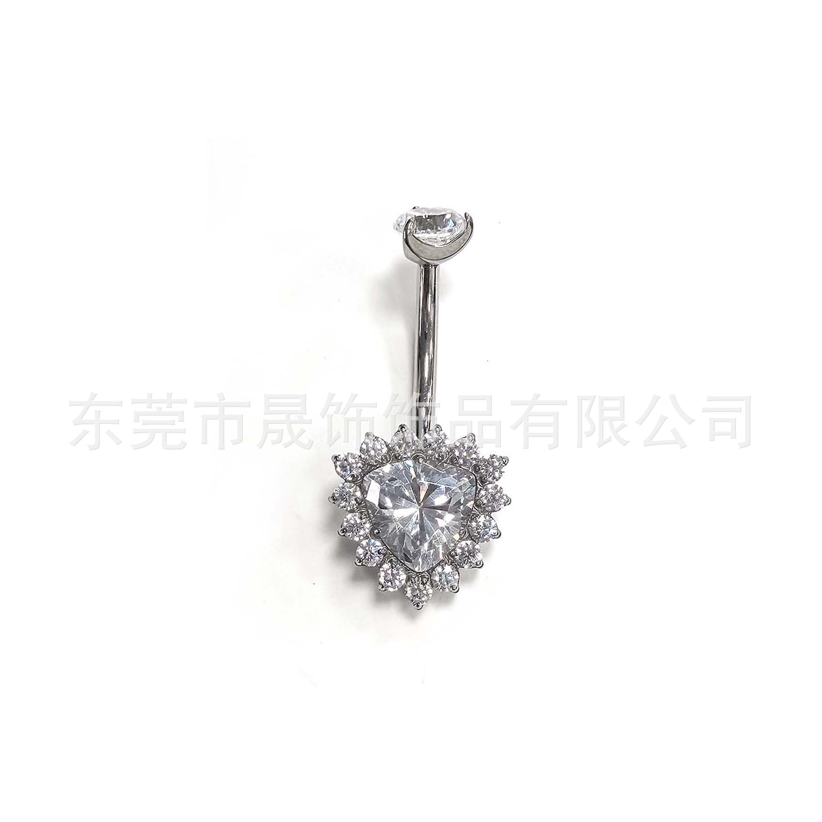 F136 Titanium Alloy Heart 肚 Navel Ring Set With Cubic Zirconia Heart Navel Ring G23 Titanium 人体 Piercing Jewelry 脐饰