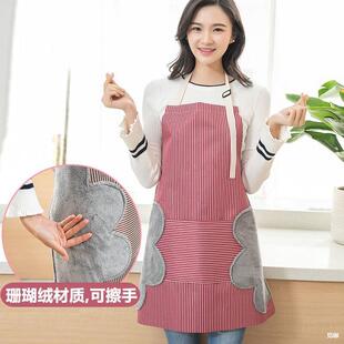 Ready-Made Hand-Wipeable Apron for Home Kitchen Cooking Apron Waterproof and Oil-Proof Cooking Coverall Pocket Wholesale Printed Logo
