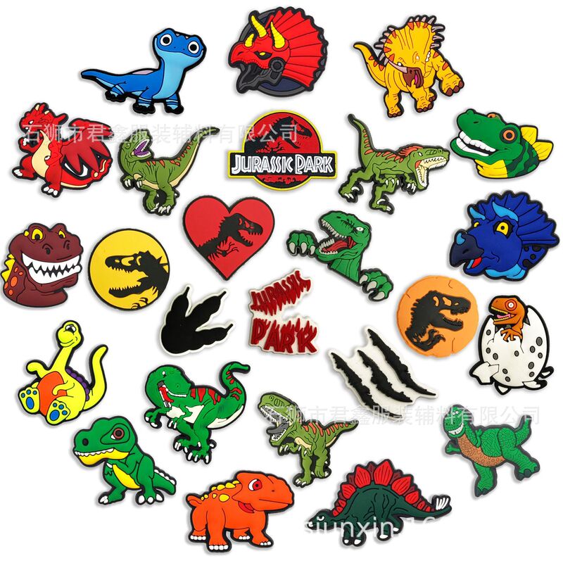 Jurassic Cute Dinosaur Series Cross-Border Spot Supply Croc Shoes Flower Shoe Buckles Shoe Accessories Amazon Exclusive