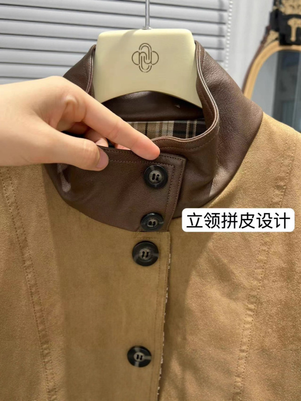 素舶 柔雾感麂皮 格纹正反两面穿VTG立领外套 源头厂家|undefined