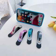 手機支架粘貼式簡約指環扣推拉式懶支撐功能腕帶支架男女防滑背貼