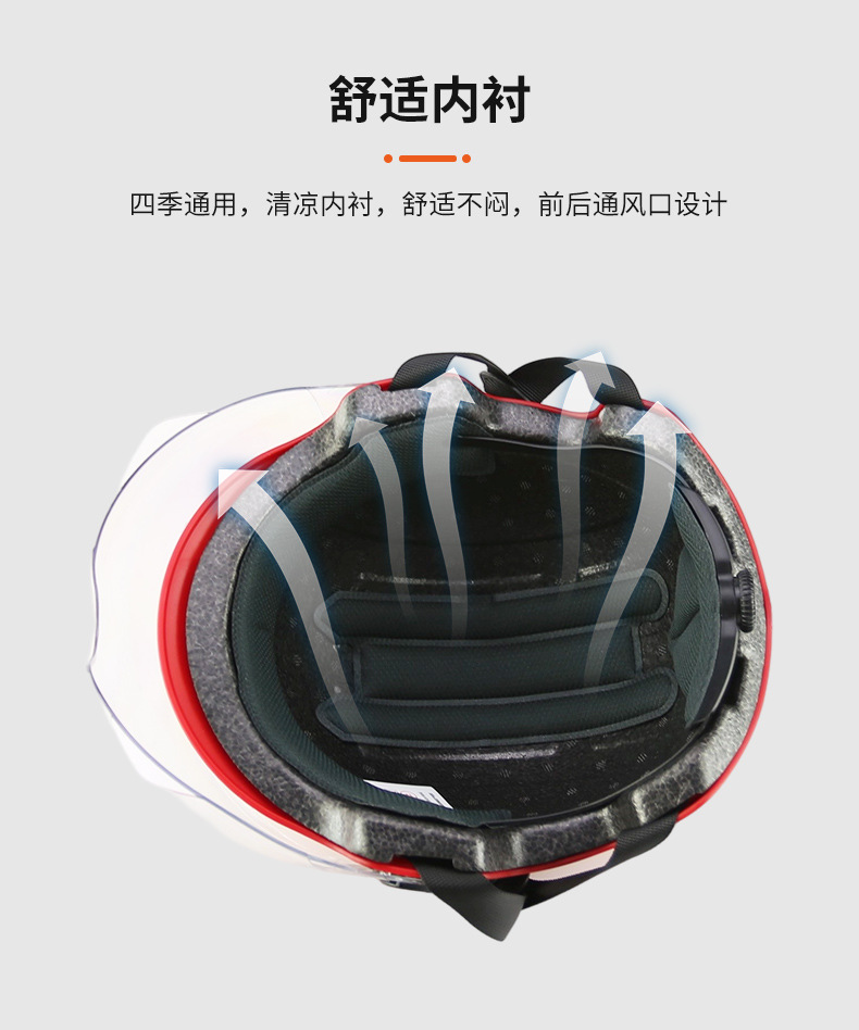 Motorcycle passenger helmet red four seasons universal adult helmet 3C certification new national standard electric car helmet