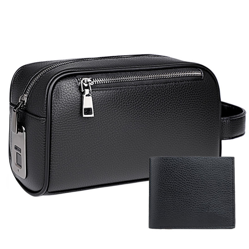 Fingerprint Lock Men's Clutch Korean and Japanese Street Fashion Password Lock Clutch Men's Bag with Pebbled Texture Coin Storage Clutch