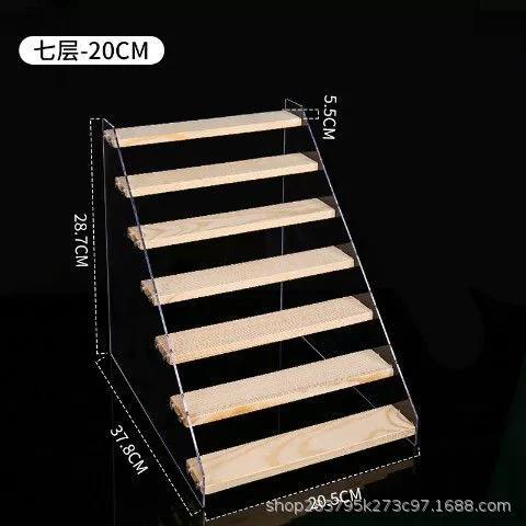 Display Stand Acrylic & Wood Ladder, Multi-Tier Doll Minifigure Rack, 20–50 cm Options