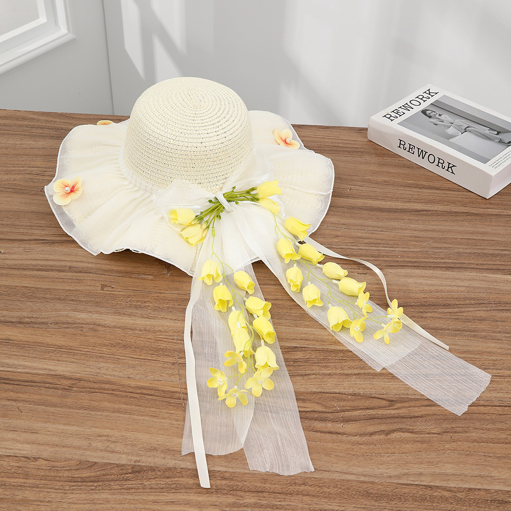 Sombrero paja ala ancha con lazo verano