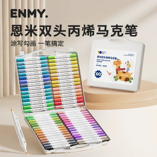 Enmi Double-Ended Acrylic Marker Pen for Kidsren and Students, Opaque and Stackable Water-Based Brush Set