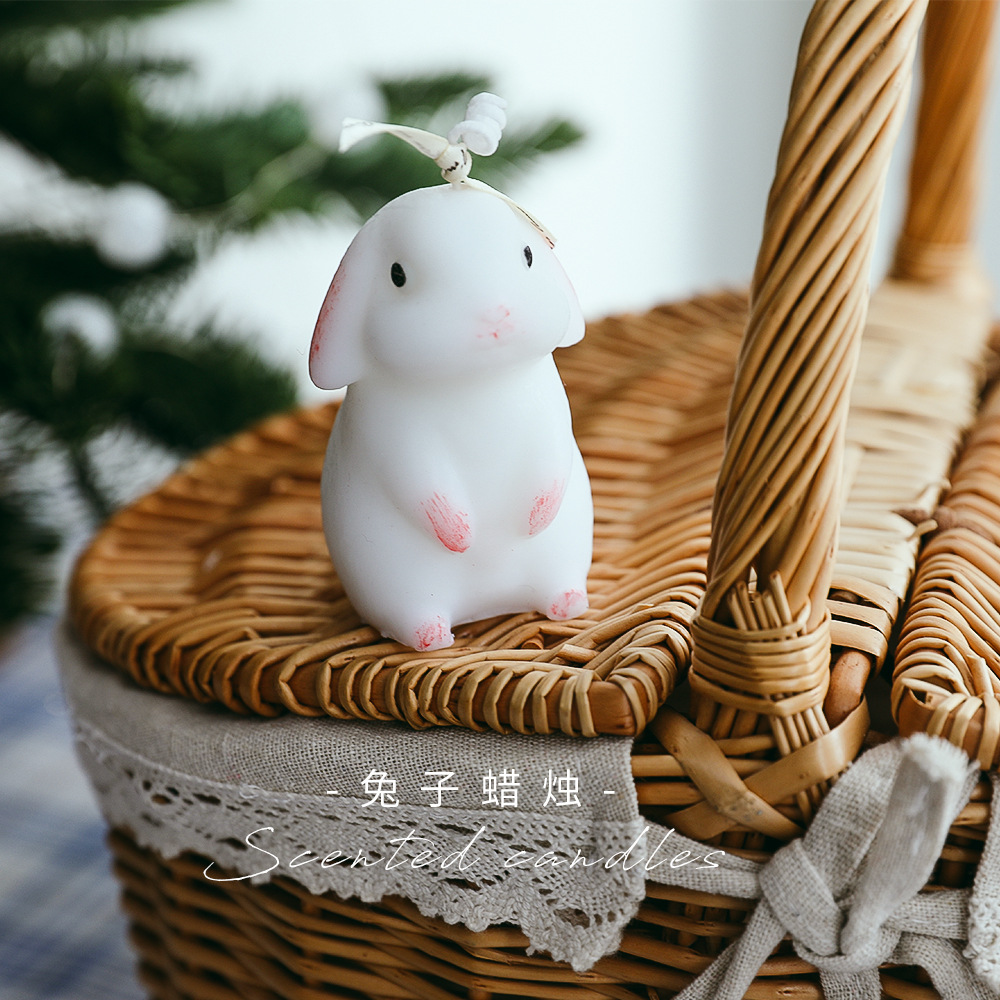 Festival del Medio Otoño Conejito Vela de aromaterapia Vela Atmósfera Regalo de mano Cumpleaños Linda Vela de simulación transfronteriza