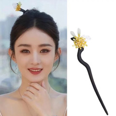 趙麗穎同款桂花兔子髮簪古風鈴蘭花檀木簪子漢服頭飾盤發木釵髮飾