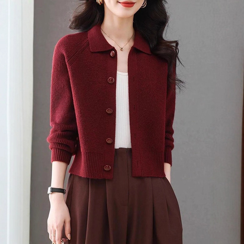 Brand Discount Spring & Fall Outer Short Lapel Sweater Small Outwear Women's Wool with Skirt Top Knitted Bottoming Shirt