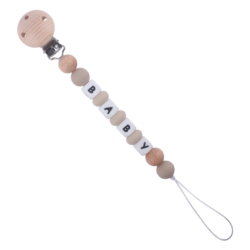 Suministros para bebés Beech chupete clip calmante bebé silicona DIY nombre mordedura molar chupete cadena anti-caída de la cadena