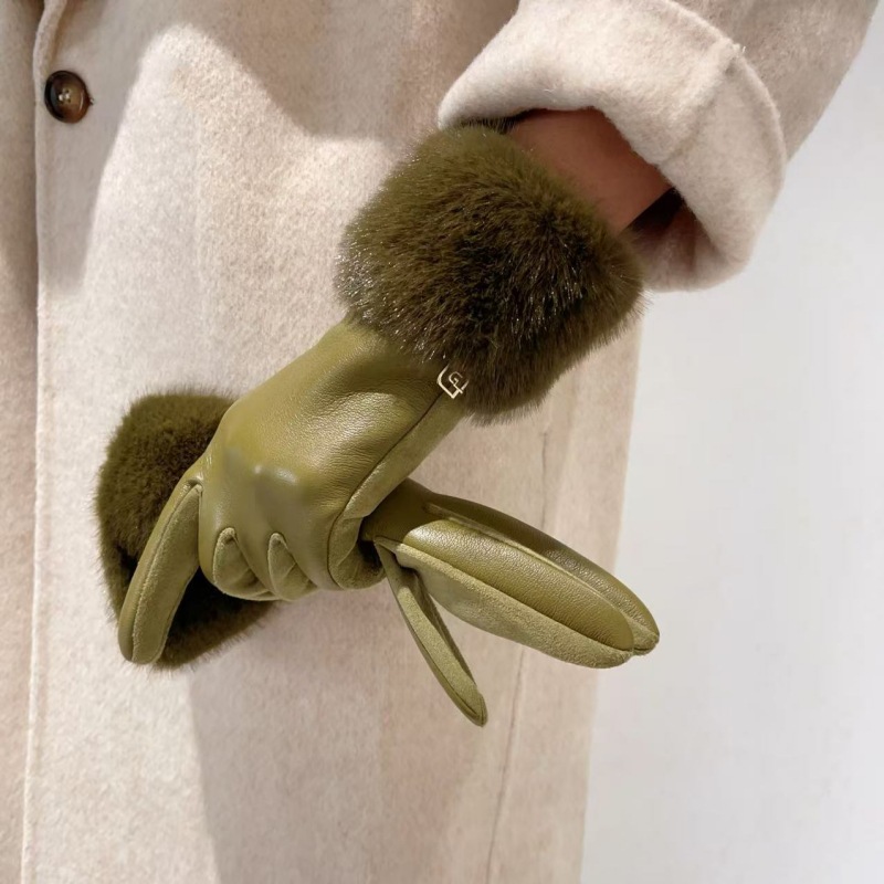 Xiaoxiangfeng premium sense microfiber leather mink hair mouth gloves suede winter velvet thickened cycling warm gloves_voghion.com