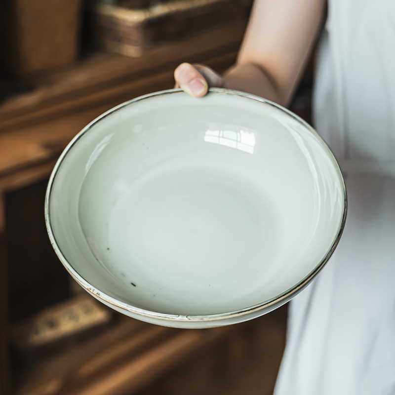 Simple retro trazado de cerámica cuencos cubiertos cuencos redondos cuencos de platos caseros cuencos de platos de comida occidental cuencos de ensalada cuencos de pasta