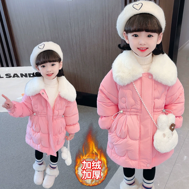 Winter children's long warm down jacket, western style, mid-length