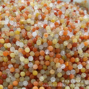 Natural Xinjiang gold Jade Jade a goods three-color small rice beads round beads loose beads diy woven bracelet necklace